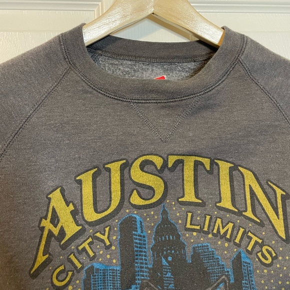 Hanes gray retro pullover sweatshirt w/ Austin City Limits & wolves graphic sz S - Picture 6 of 10